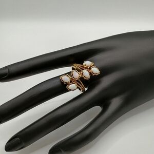 Gold and Opal Floral Statement Ring Size 9